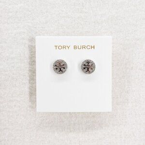 Tory Burch Miller Pavé Stud Earrings Silver/Crystal OS